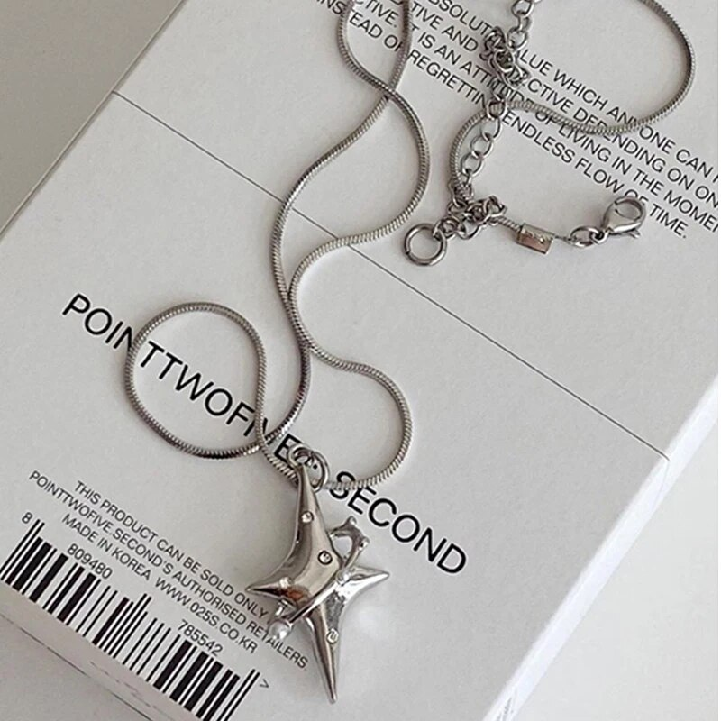 Korean Fashion Chains Crystal Star Necklace Cute Shiny Collar Egirl Aesthetic Necklace Women Y2K Jewelry Punk Accessories Boho_voghion.com