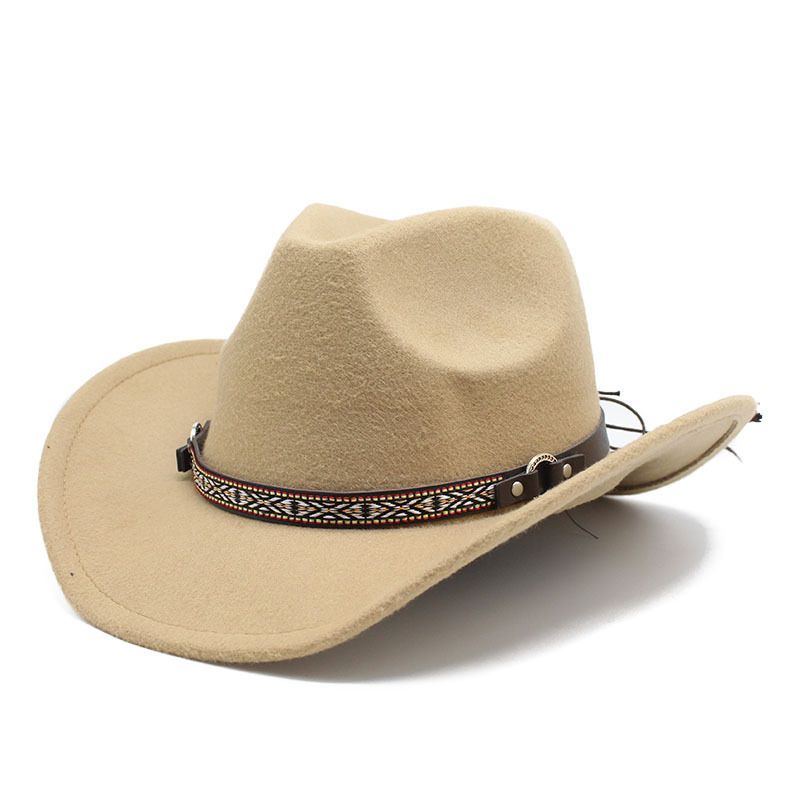 Unisex Woolen top hat Western cowboy Western cowboy hat autumn and winter woolen_voghion.com