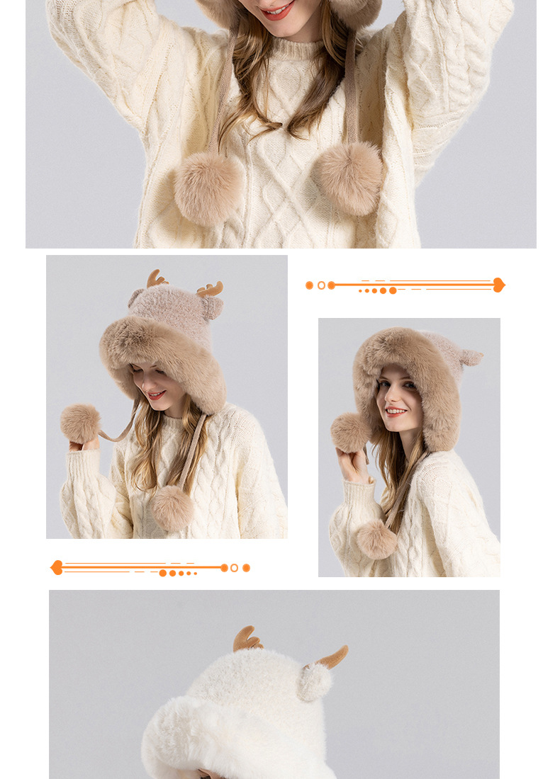Cappello caldo da esterno Cappello invernale in lana per bambini Cappello in lana lavorata a maglia con corno di cervo Cappello di protezione per le orecchie alla moda Tendenza moda Versatile_voghion.com