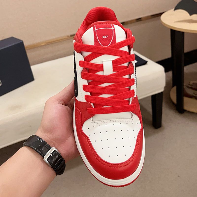 2024 Nuove scarpe sportive per il tempo libero D Family Couple B57 con suola spessa in vera pelle con lacci e blocchi di colore, per uomo e donna_voghion.com