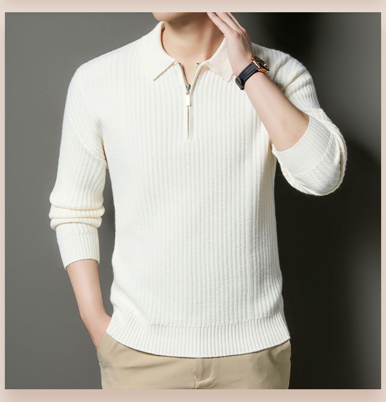 Herren-Strickpullover mit Halbreißverschluss – Stehkragen mit Zopfmuster, warm und stylisch für den Winter_voghion.com
