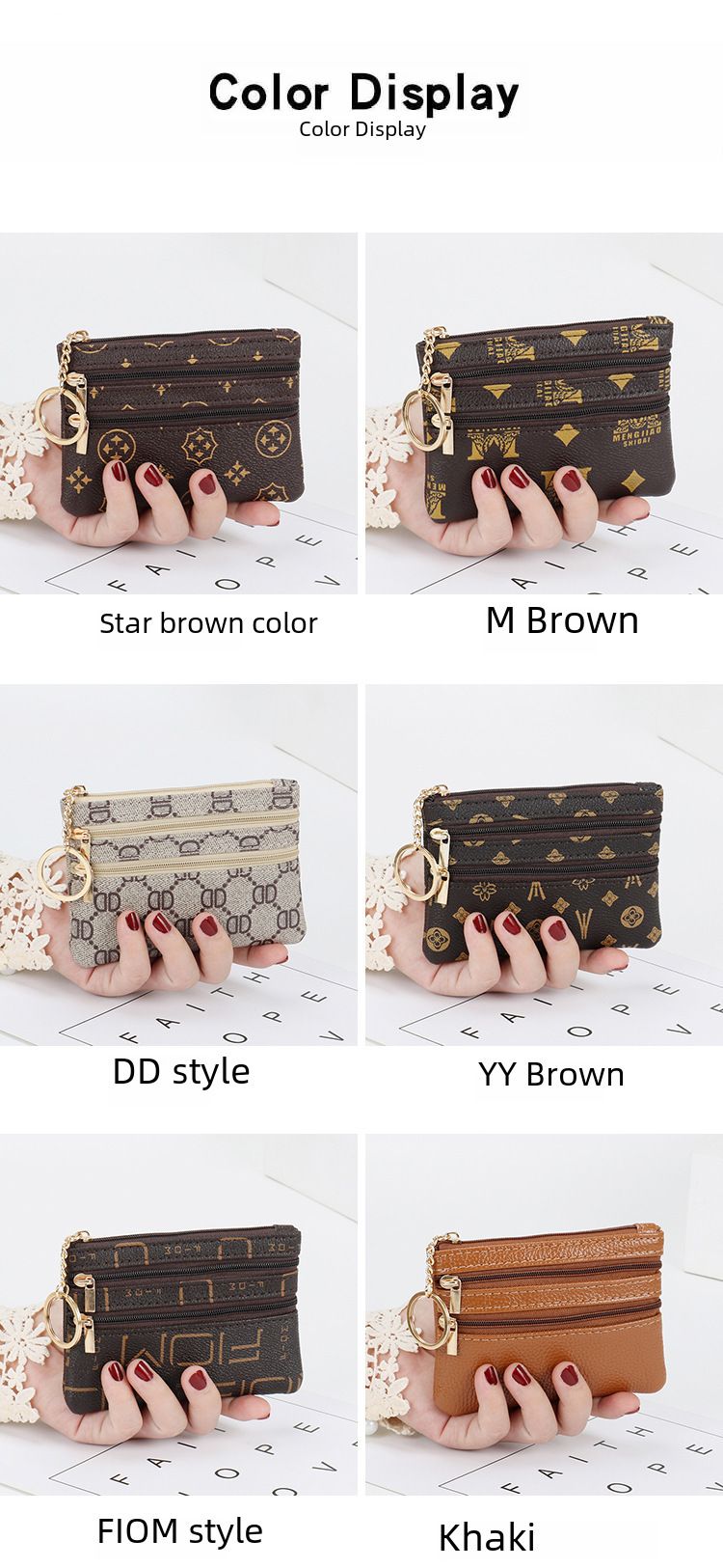 Wholesale coin purse women's short leather texture small wallet multi-function driver's license card bag soft leather key bag zipper bag_voghion.com
