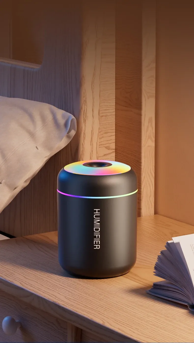 Mini umidificatore d'aria USB elettrico 180 ml diffusore di aromi purificatore di oli essenziali aromaterapia nebbia luci per auto casa camera da letto_voghion.com