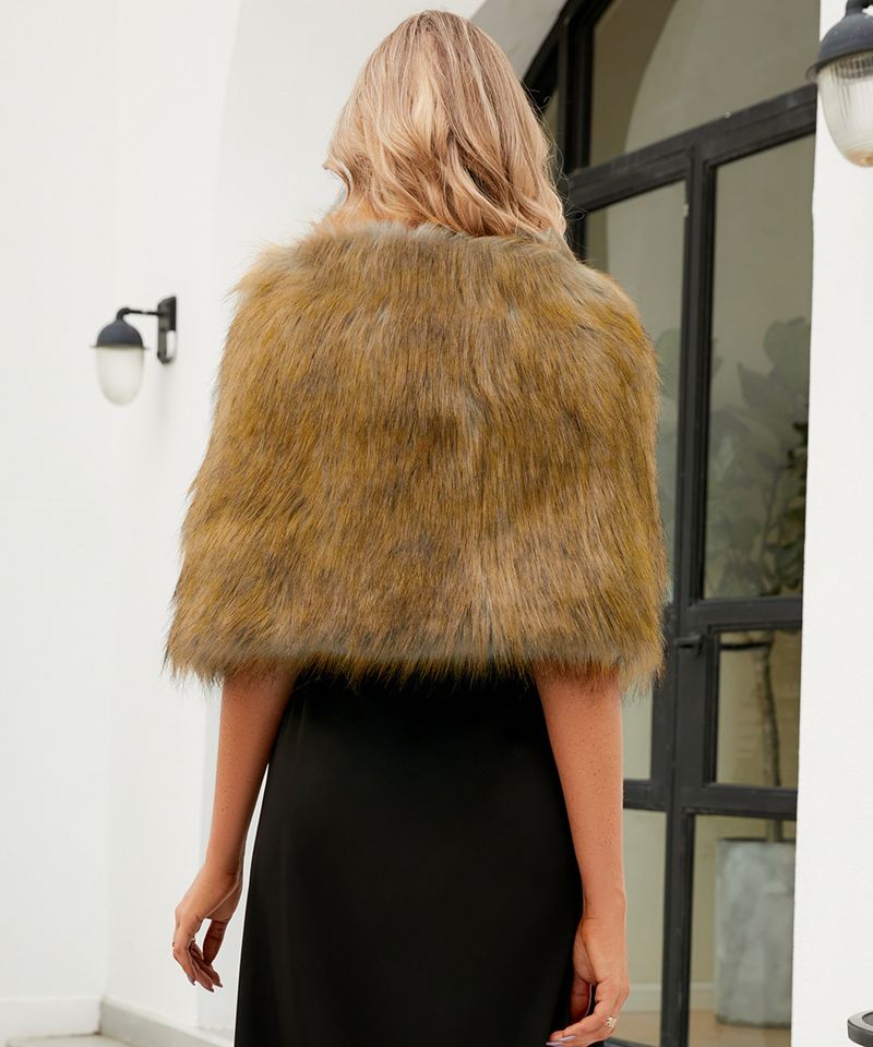 Vêtements pour femmes automne et hiver nouveau style imitation fourrure de renard grand châle écharpe multicolore écharpe robe de mariée châle_voghion.com