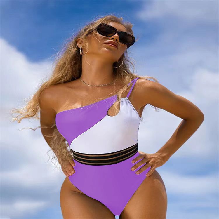 Sieviešu apģērbs Bikini Viengabala peldkostīms Splicing Bikini_voghion.com