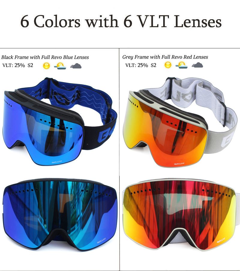 Skibril met magnetische dubbellaagse gepolariseerde lens Skiën Anti-condens UV400 Snowboardbril Heren Dames Skibril Brillenkoker_voghion.com