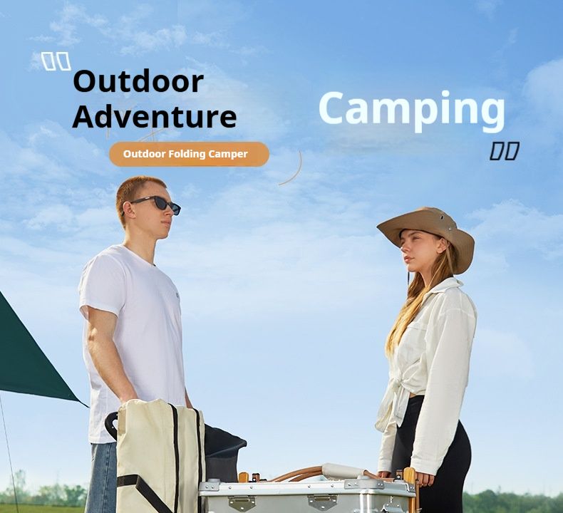 Outdoor Foldable Stall Rear Door Camping Cart, Portable Large Capacity Shopping Cart_voghion.com