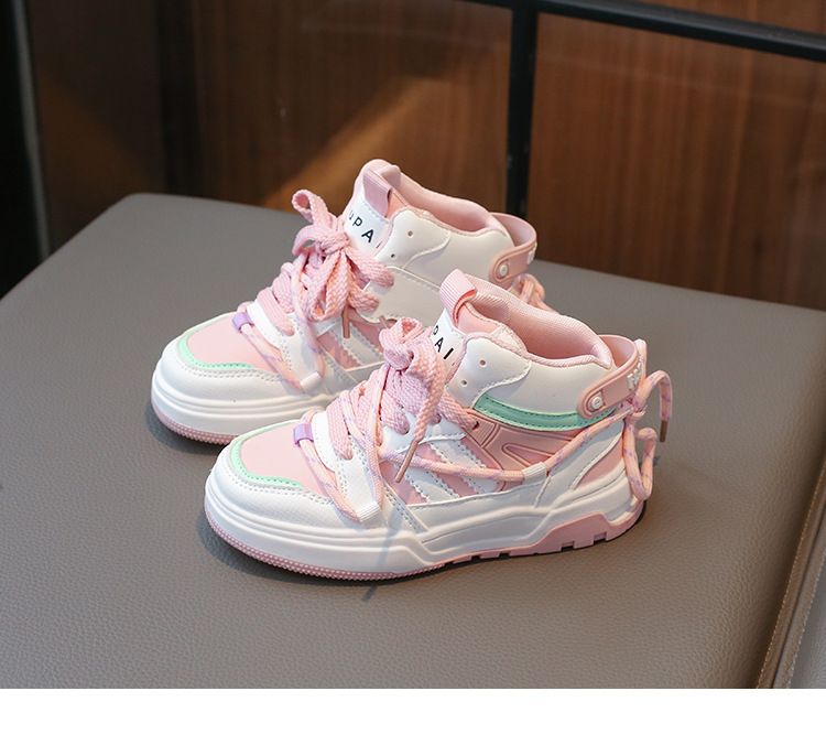 2024 children's sports girls' non slip soft sole high top casual boys' running basketball shoes, trendy_voghion.com