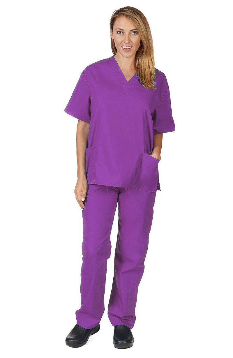 Damen Krankenhaus Polyester-Baumwolle Design Handwaschkleidung Arzt Kurzarm Arbeitskleidung Spa Schönheit Kleidung geteilter Anzug Handwaschkleidung_voghion.com