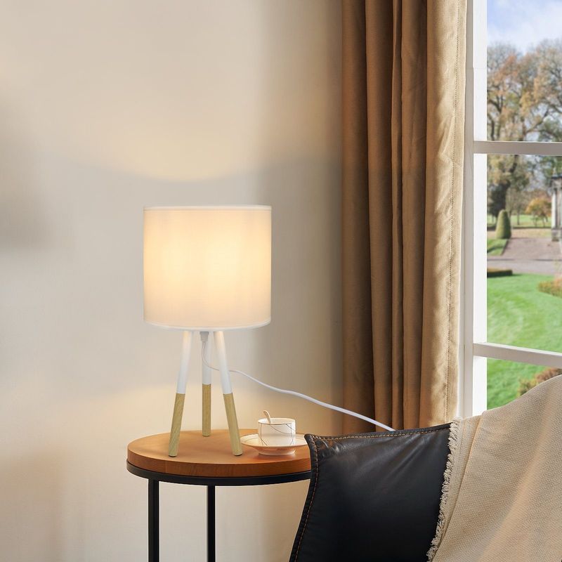 Glitzerlife Nachttischlampe 1er Set Tischlampe Modern - Weiß Tischleuchte Mit Stoffschirm E27 Fassung Max.40W Nachtlicht Für Hotel Café Restaurant_voghion.com