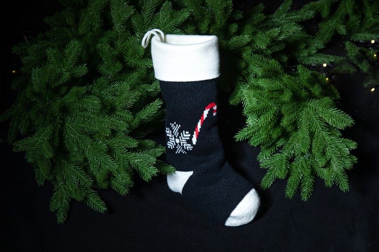 Plush Decorative Knitted Christmas Socks Pendant Cane Candy Snowflake Gift Bag_voghion.com