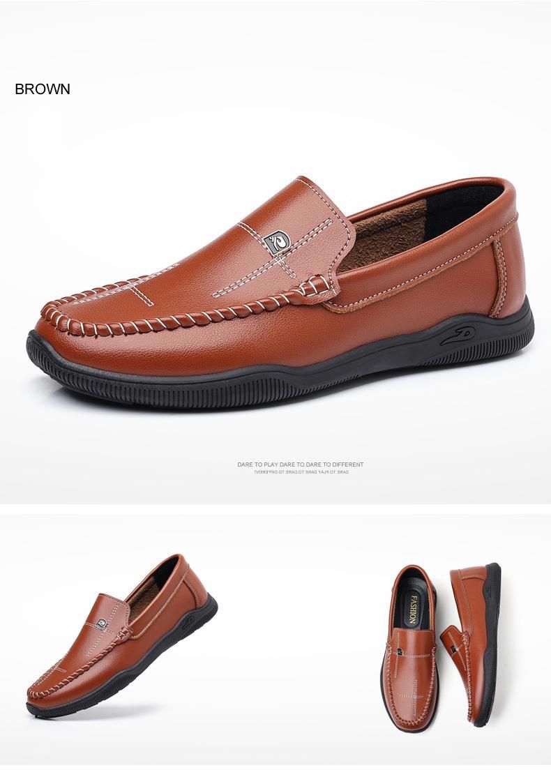 2025 Business Casual Shoes Men's Summer Leather Soft Sole Wear-resistant Odor-resistant Loafers_voghion.com