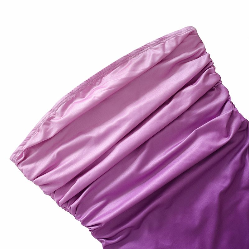 Ropa de mujer, top de tubo ajustado sexy de verano, color degradado, falda de un solo paso mediana y larga_voghion.com