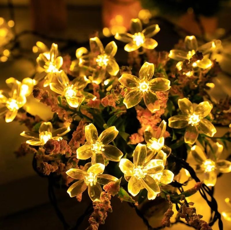 Decorazione natalizia per esterni con luci a LED impermeabili a forma di fiore di pesco, per matrimoni solari transfrontalieri in ciliegio_voghion.com
