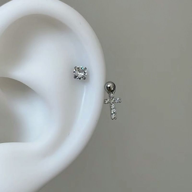 Nuovi orecchini a forma di U con zircone e piercing a forma di ferro di cavallo in acciaio al titanio con croce, per donna_voghion.com