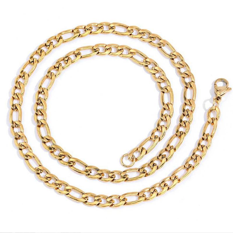 Stainless Multi-layer Steel NK Figaro Chain Layered Plated Simple Jewelry Men's Hip-hop Cuban Necklace_voghion.com