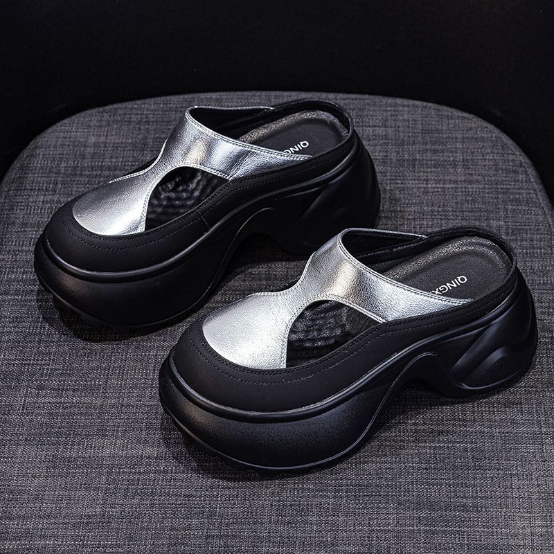 Small Thick-soled Bag Head Slippers Female One Pedal Lazy Wear Casual Versatile Cool Slippers_voghion.com