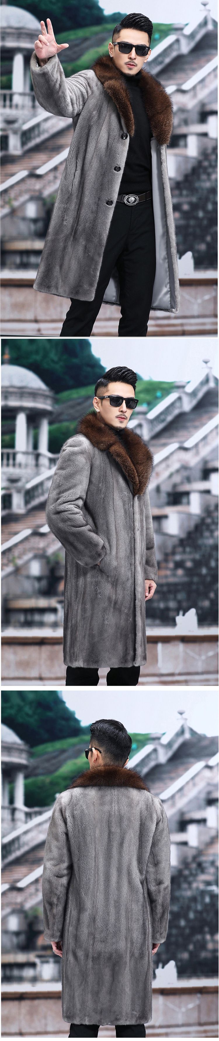 Herrenbekleidung Herren Winter Nerzmantel Herrenbekleidung Ganzer Nerz Lange Nerzpelz Lederjacke Großformat Kunstpelzmantel Warm_voghion.com