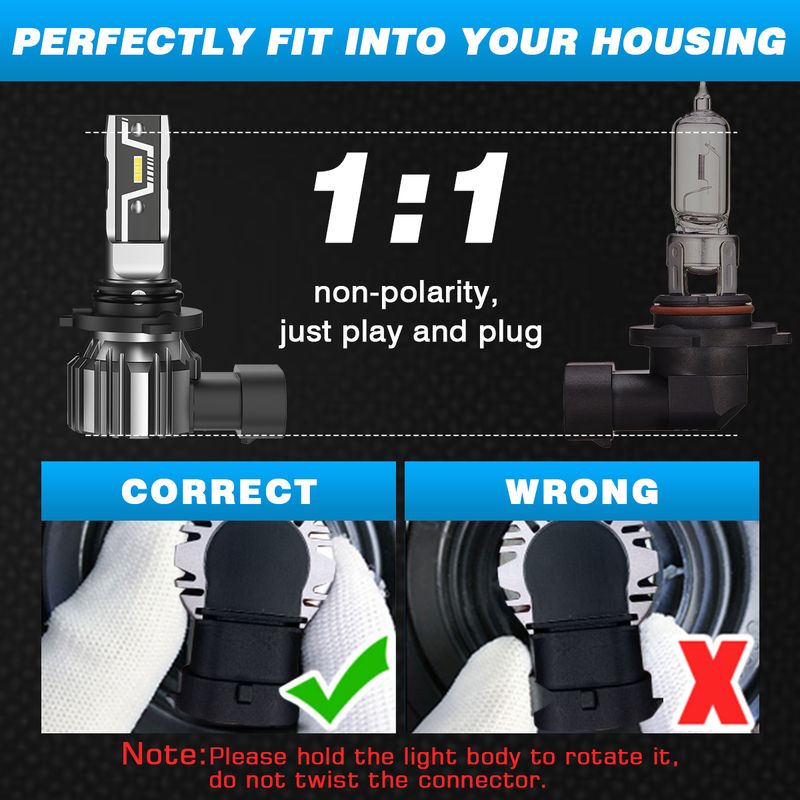 NOVSIGHT LED 9005 2 pezzi 9006 lampadine per fari auto abbaglianti e anabbaglianti formato mini 50 W 10000 LM fari fendinebbia bianchi 6500 K_voghion.com