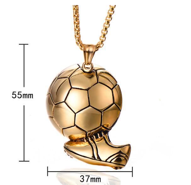 Fashion Soccer Shoe Sneaker Pendant Necklace Football Stainless Steel Chain Necklaces For Men Hip Hop Sports Charm Jewelry_voghion.com