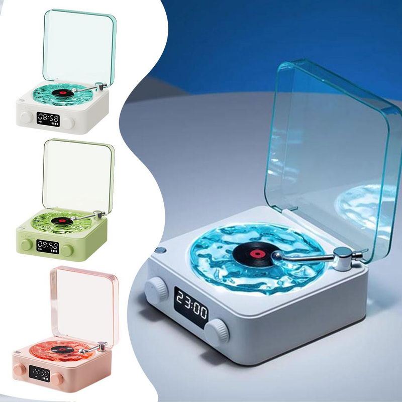 Wave vinyl record player Wireless Retro Sleep Aid Speakers Music Center White Noise W Bluetooth Light Sound Speaker_voghion.com