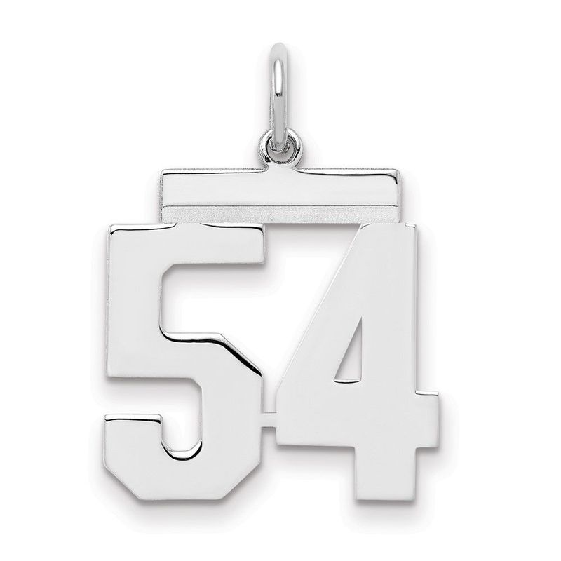 Sterling/Silver Rhodium-plated Polished Number 54 Charm_voghion.com