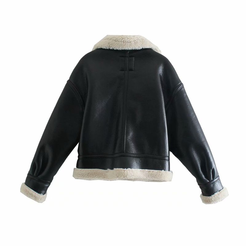 Women's clothing style street fashion fleece fur jacket coat_voghion.com