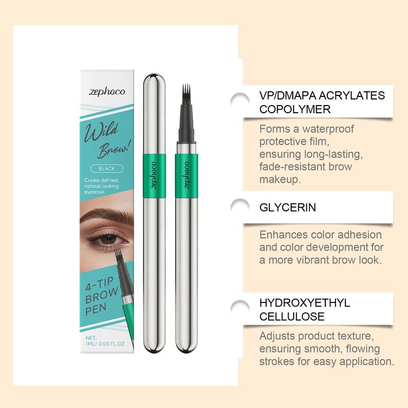 ZEPHOCO Natural Four-Pronged Eyebrow Pencil Black Three-Dimensional Color Rendering No Smudge Coloring Suitable For_voghion.com