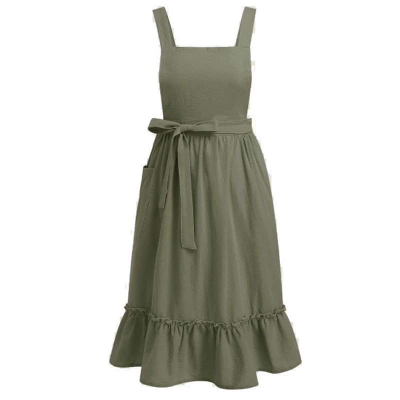 French Retro Pastoral Style Artistic Temperament For Home Kitchen Cooking Oil-Proof Nordic Solid Color Apron_voghion.com