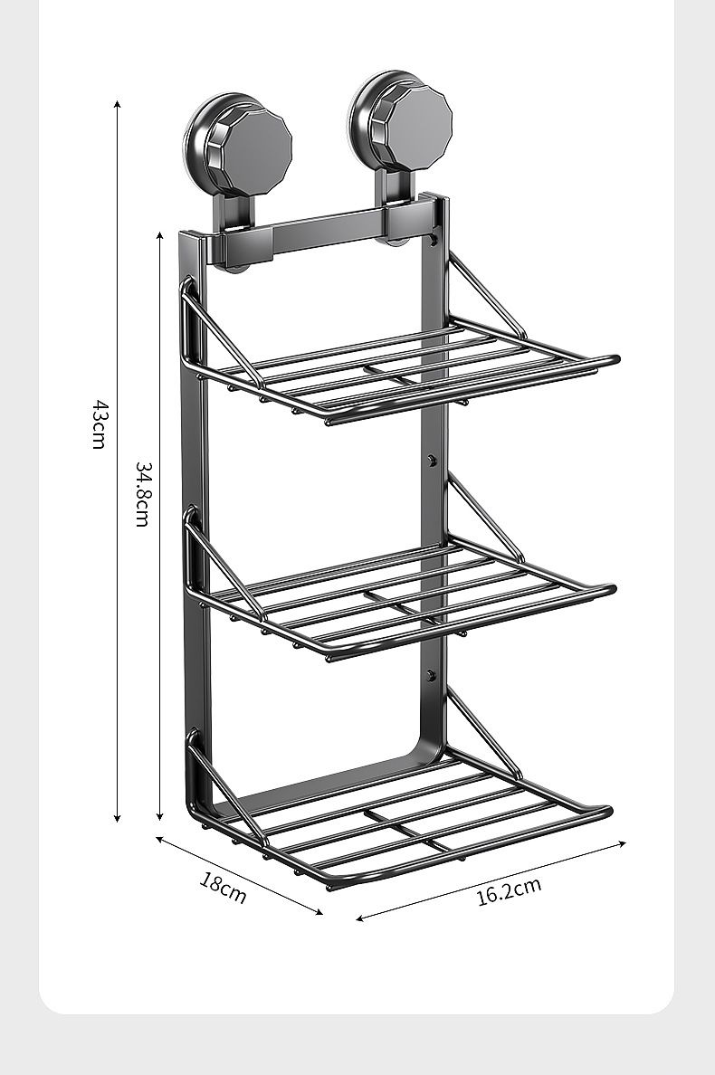 New Kitchen Suction Cup Household Multi-layer No-drill Prep Tool Wall-mounted Storage Rack_voghion.com