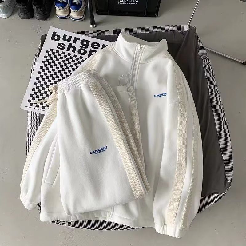 Men's Clothing style street suit spring and autumn loose trend ins sweater long sleeve trousers casual student sportswear two piece suit for men_voghion.com
