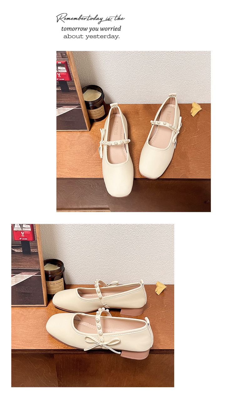 Außenhandel Dicken Absatz Nicht Müde Füße Perle Mode Schuhe Frühling Und Herbst frauen Schuhe Bogen Ein Pedal Einzelnen schuhe_voghion.com
