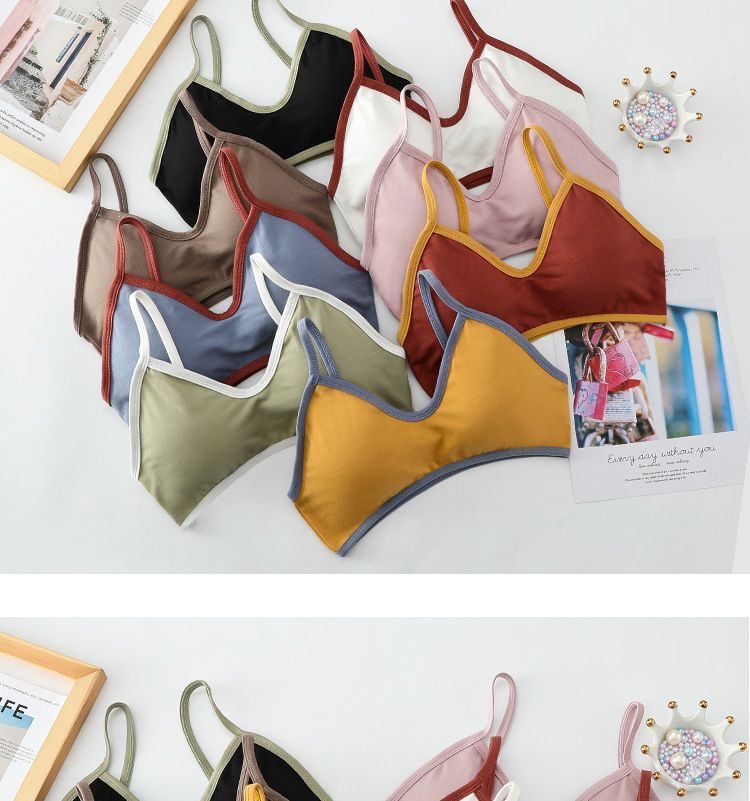 Canotta sexy da donna in puro cotone senza spalline, con schiena colorata, che copre il torace, per ragazze con seno grande e slip piccolo._voghion.com