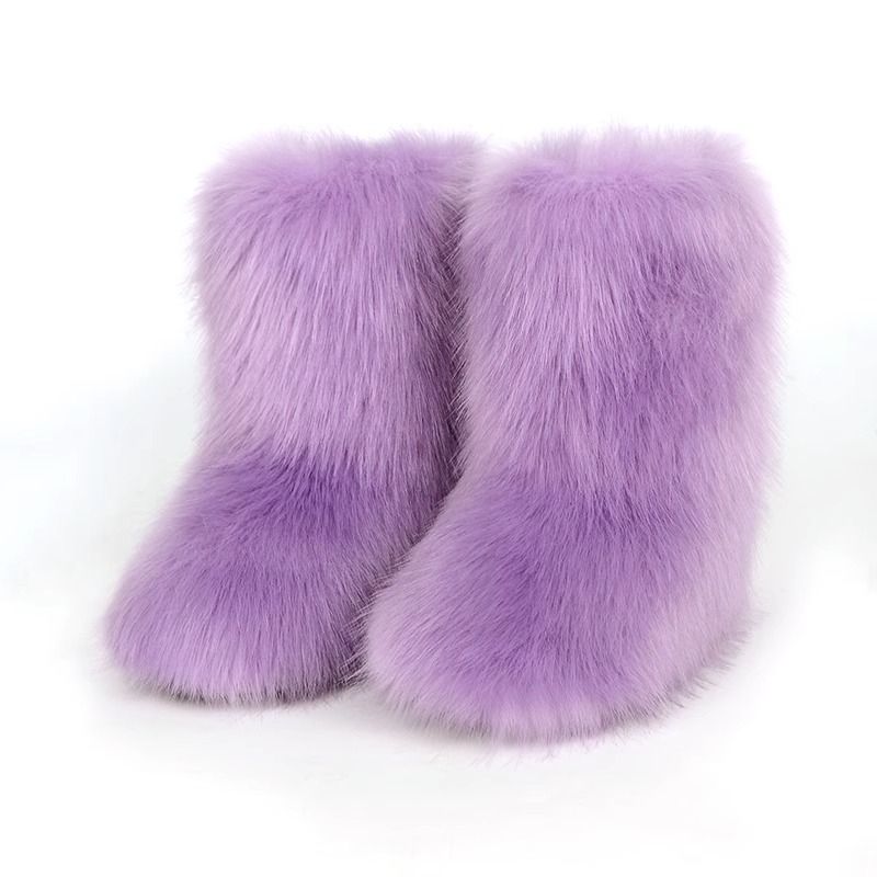 Winter snow boots Women's outer wear warm non-slip cross-border long fur mid-calf raccoon fur y2g fur boots_voghion.com