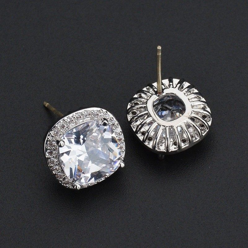 1 Pair Princess Wedding Modern Style Geometric Inlay Copper Alloy Artificial Crystal Zircon Ear Studs_voghion.com