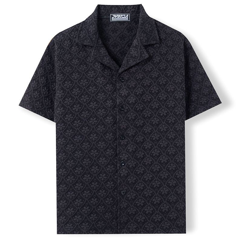 Nuova camicia a maniche corte con stampa floreale da uomo del 2025, con colletto rovesciato e chiusura a bottoni, perfetta per outfit estivi casual_voghion.com