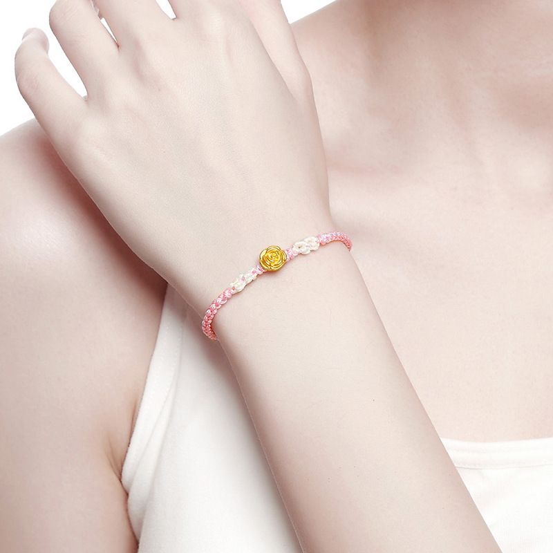 Sand gold new rose bracelet gold shop with transfer beads woven hand rope women's supply_voghion.com