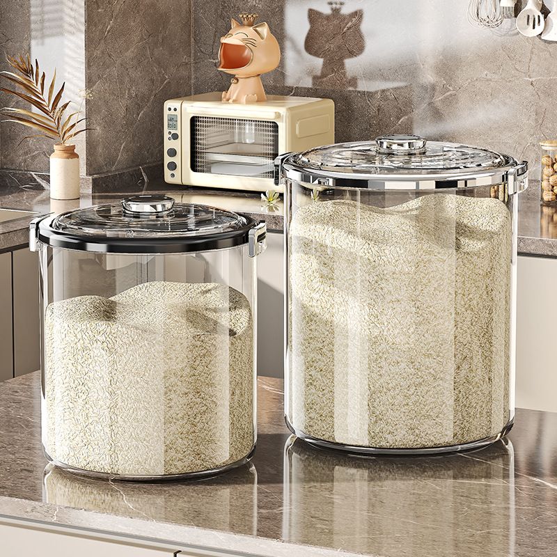 Transparent Rice Bucket, Sealed Insect Proof Flip Cover, Household Moisture-proof And Miscellaneous Grain Container,_voghion.com
