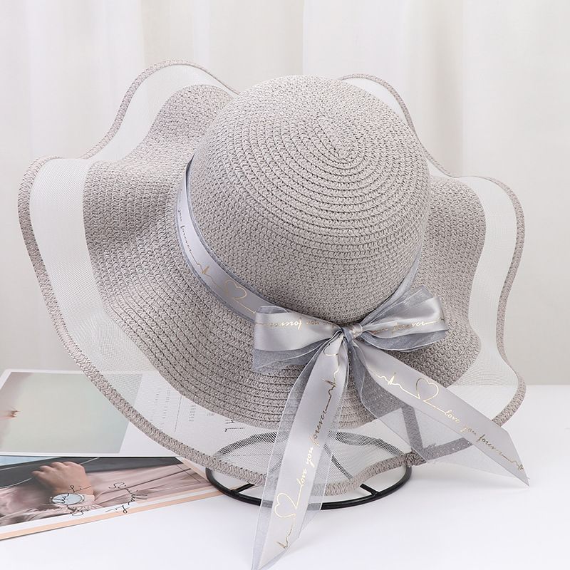 Hot Sale Foldable Big Brim Floppy Girls Straw Sun with Bow Elegant Protection Shade Fashion Women Beach Hat 2024_voghion.com