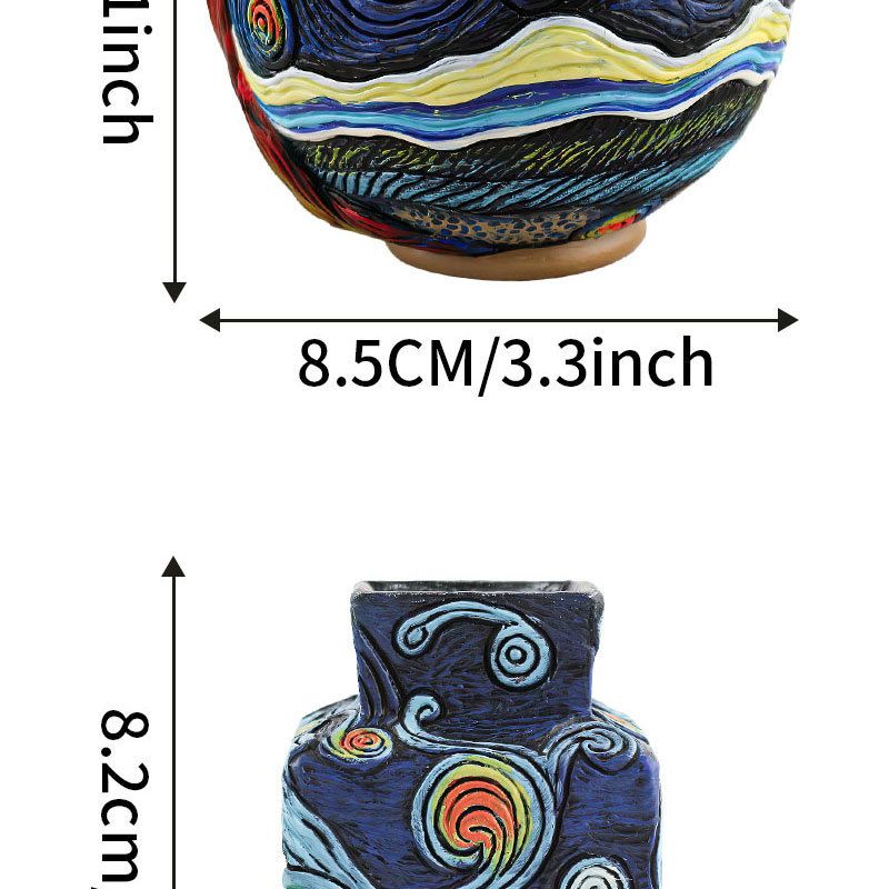 Vaso de resina de 3 peças com inspiração artística de Van Gogh, decoração para mesa e arranjo de flores, noite estrelada, mais vendido no exterior_voghion.com