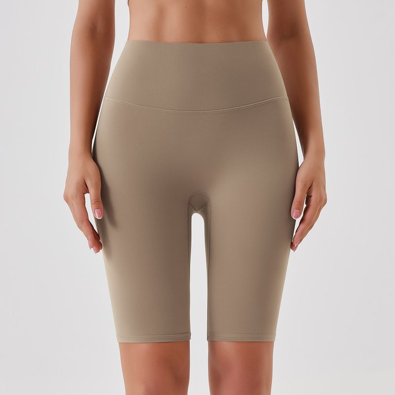 Women's Clothing double-sided brushed yoga shorts without embarrassing lines, buttocks lifting and abdominal control sports running fitness pants_voghion.com