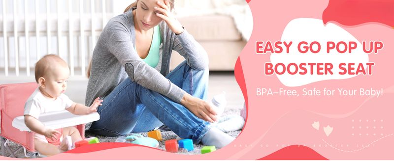 Toddler Booster Seat For Dining - Portable Baby Chair With Tray, Foldable & Lightweight, Ideal For Indoor & Outdoor Use (6M-3Y)_voghion.com