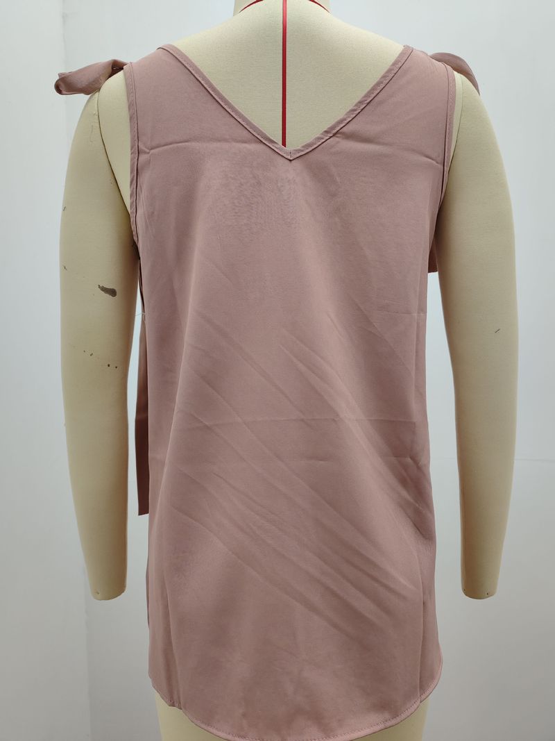 Women's Vest Tank Tops Bowknot Vintage Style Solid Color_voghion.com