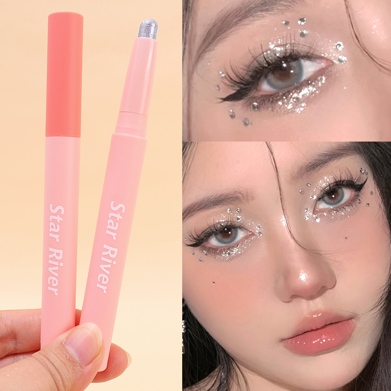 Pink 1PC Pearlescent Eyeshadow Pencil Waterproof Long Lasting Glitter Shimmer Eye Shadow Pen Highlighter S_voghion.com