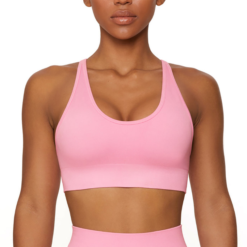 LazyZoom Seamless Solid Color Knitted High Elastic Bra Underwear Pants Running Sports Fitness Yoga Suit Set_voghion.com