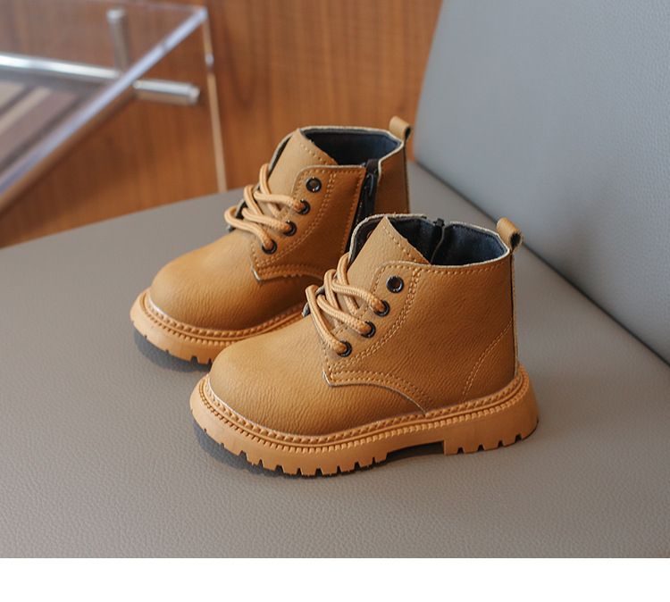 2024 Autunno Bambini Semplice Versatile Singolo Ragazzi Pelle Corto Morbido Suola Bambino Giallo Stivali Uomo e Donna Scarpe_voghion.com
