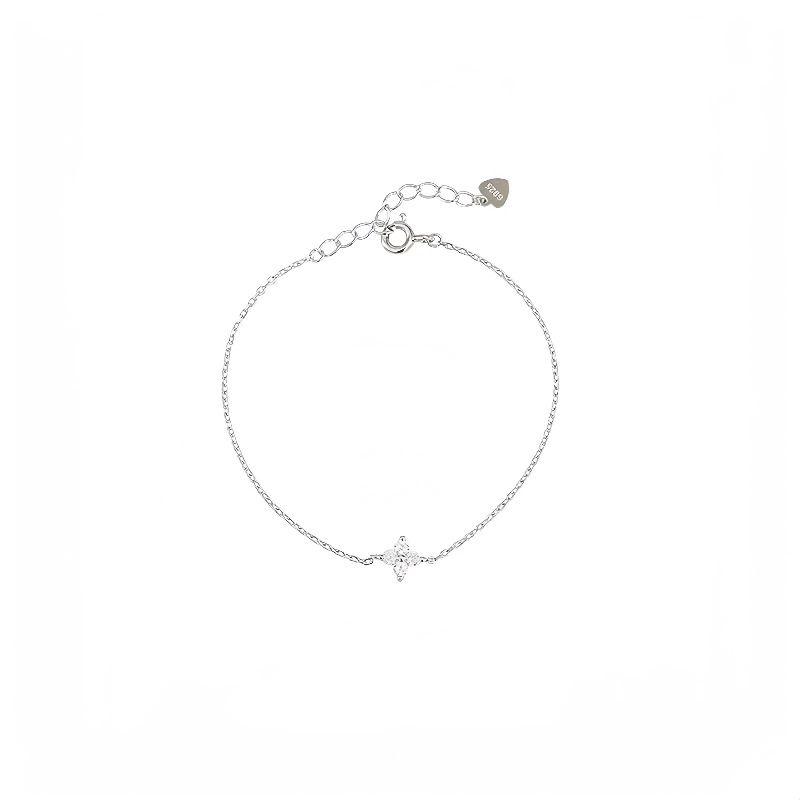 S Pure Silver Plated 14K Gold Classic Four-Leaf Clover Anklet For Women Simple Design With Inlaid Diamond Flower Fashion_voghion.com