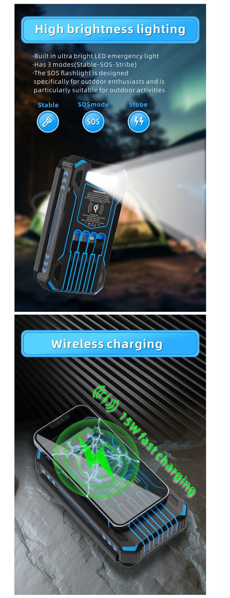 Banco de energía solar de 30 000 mAh, plegable, portátil, para exteriores, de gran capacidad_voghion.com