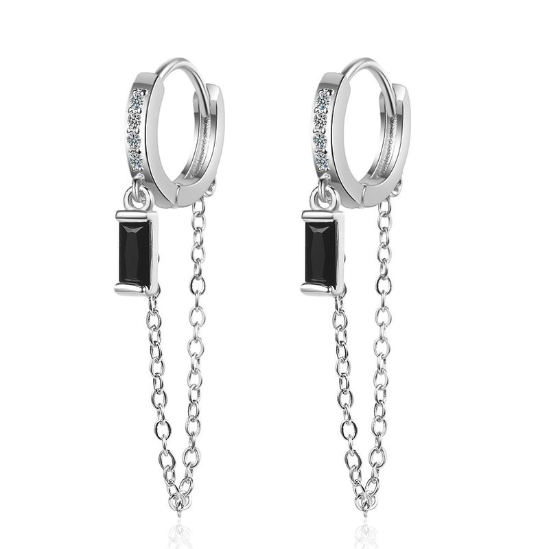 Boucles d'oreilles pendantes minimalistes à long pompon, petites et polyvalentes, incrustées de diamants, élégantes et coréennes pour femmes_voghion.com