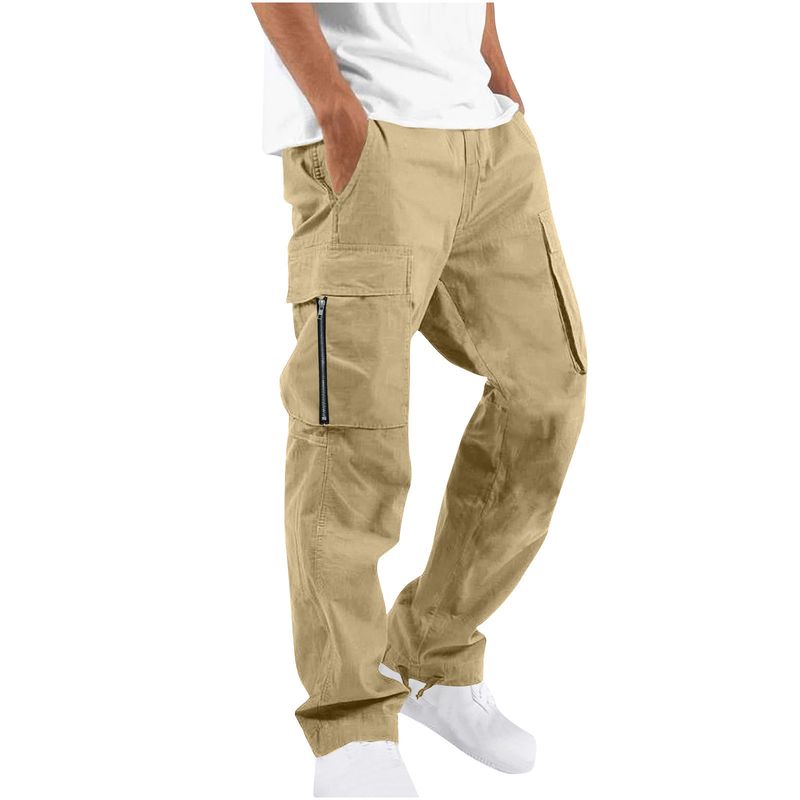 2024 Summer New Men's Workwear Drawstring Multi Pocket Casual Pants_voghion.com